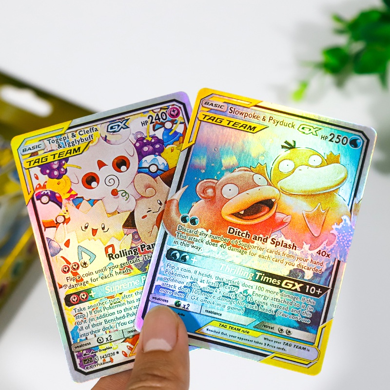 100pcs / Kotak Kartu Pikachu GX Bahasa Inggris Untuk Latihan Perang