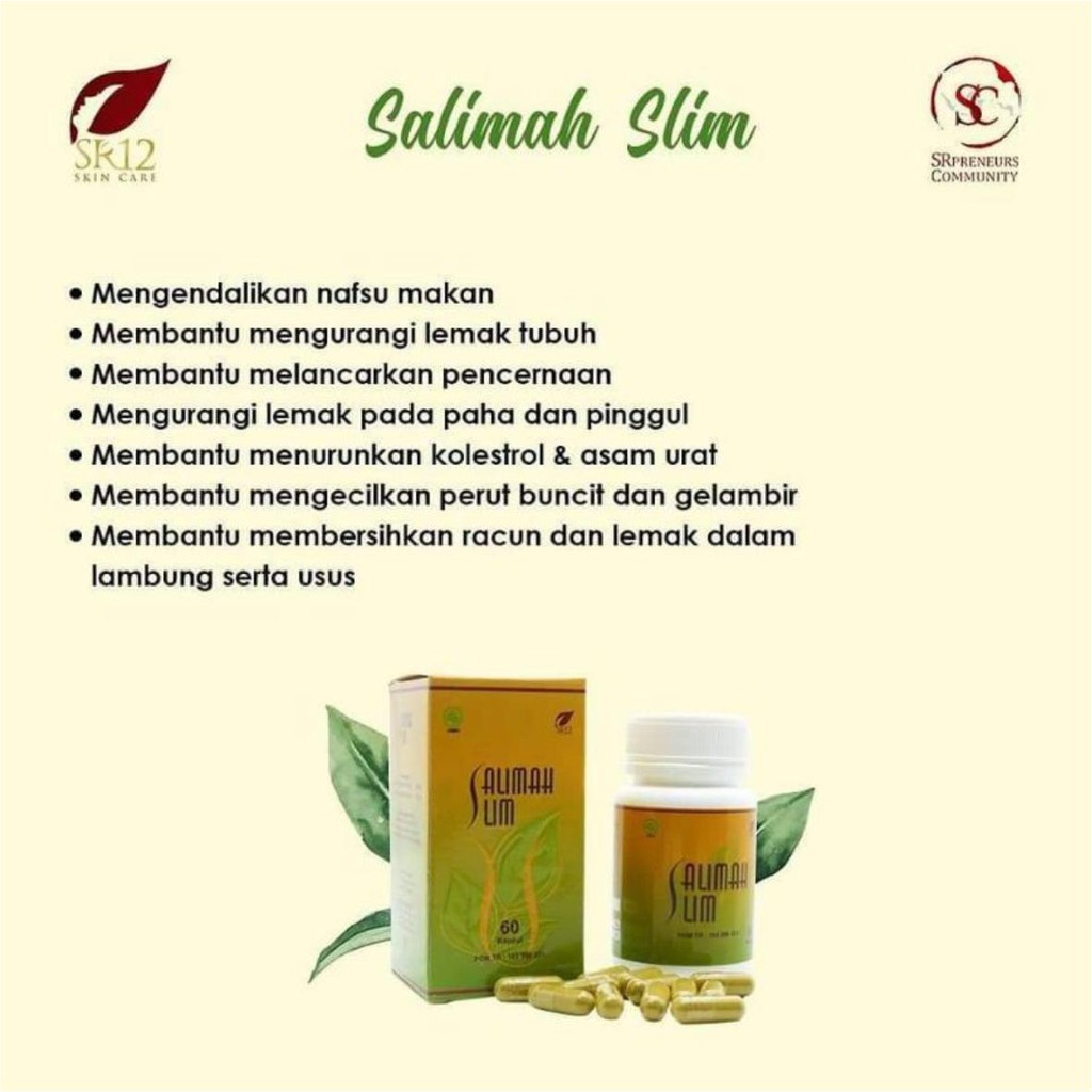 SALIMAH SLIM SR12 / PELANGSING BADAN OBAT DIET HERBAL / PELANCAR PENCERNAAN / KECILKAN PERUT BUNCIT