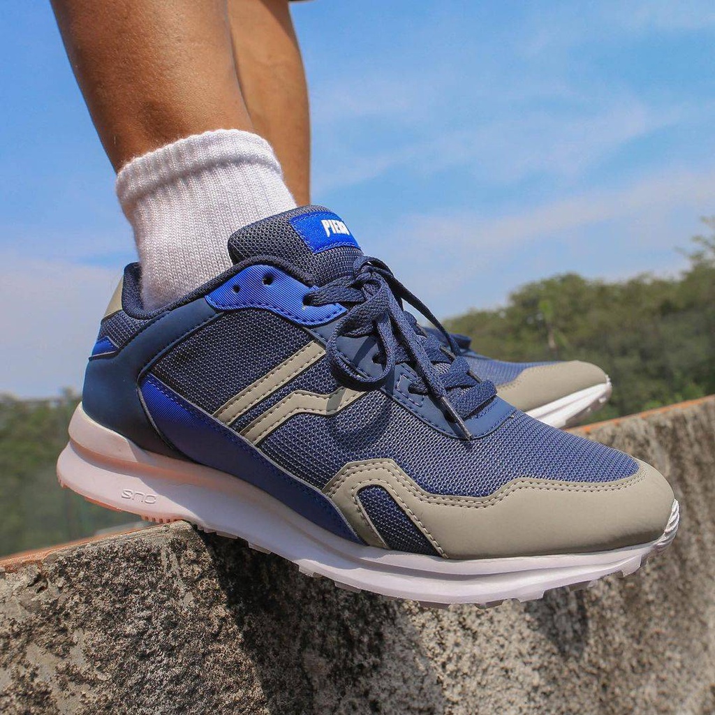piero city race navy sneakers sepatu running