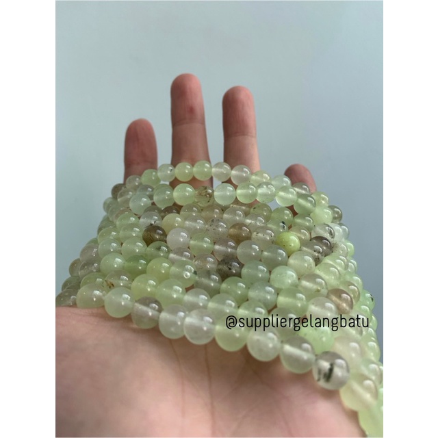 bahan batu kuarsa hijau green quartz 8mm healing yoga therapy craft