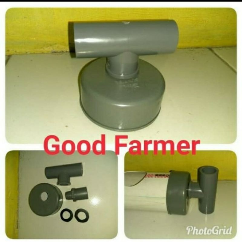 DOP TUTUP PIPA 4 INCHI + TEE + 2 SEAL KARET HIDROPONIK