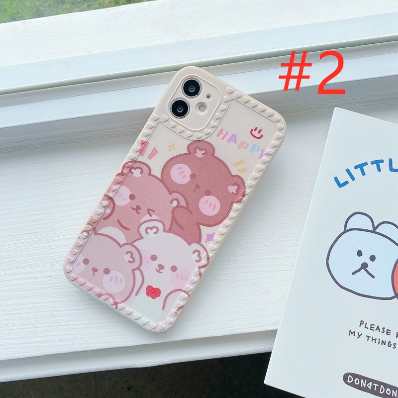 Happy Bear Mirror Soft Case OPPO A1K Realme C11 C20 C20A C2 C15 C12 Narzo 20 C25 C21 C21Y 5 5S 5i C3 Casing VIVO V20 Pro Y21 Y21S Y33S Y51 V21 V20 SE Y51A Xiaomi Redmi Redmi 9A 9C Note 8 Pro