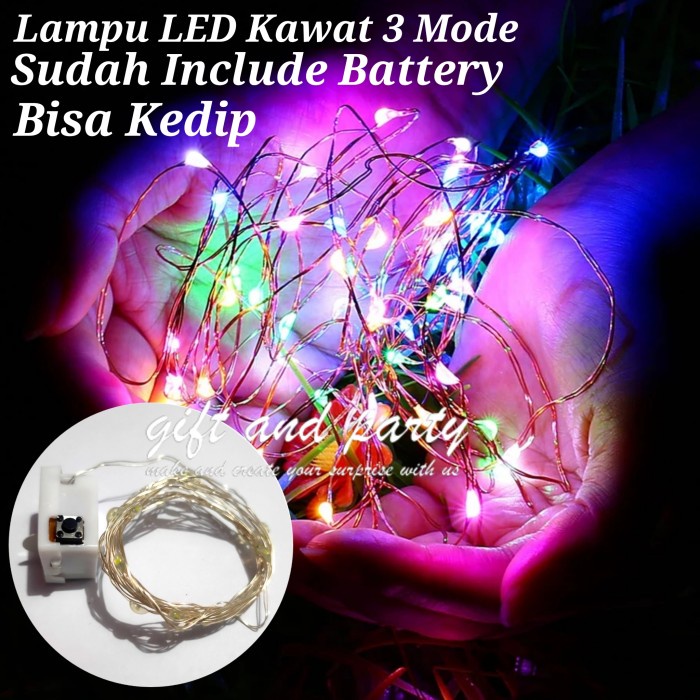 Lampu LED Kawat Mix Color / Lampu Hias LED Baterai / Lampu Tumblr RGB