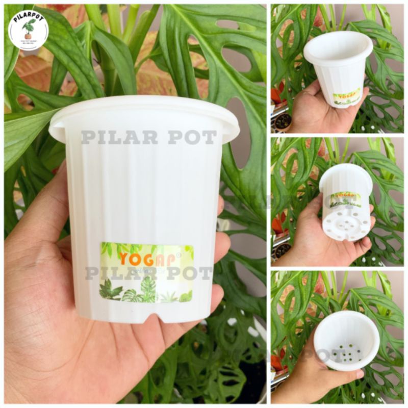 pot bunga tanaman tinggi yogap 9,5cm YPT 8 putih - bahan tebal