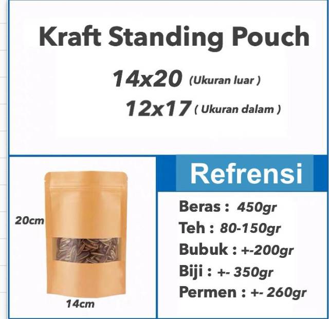 Craft Standing pouch | ziplock bag craft kemasan kopi makanan granola keripik masker bubuk