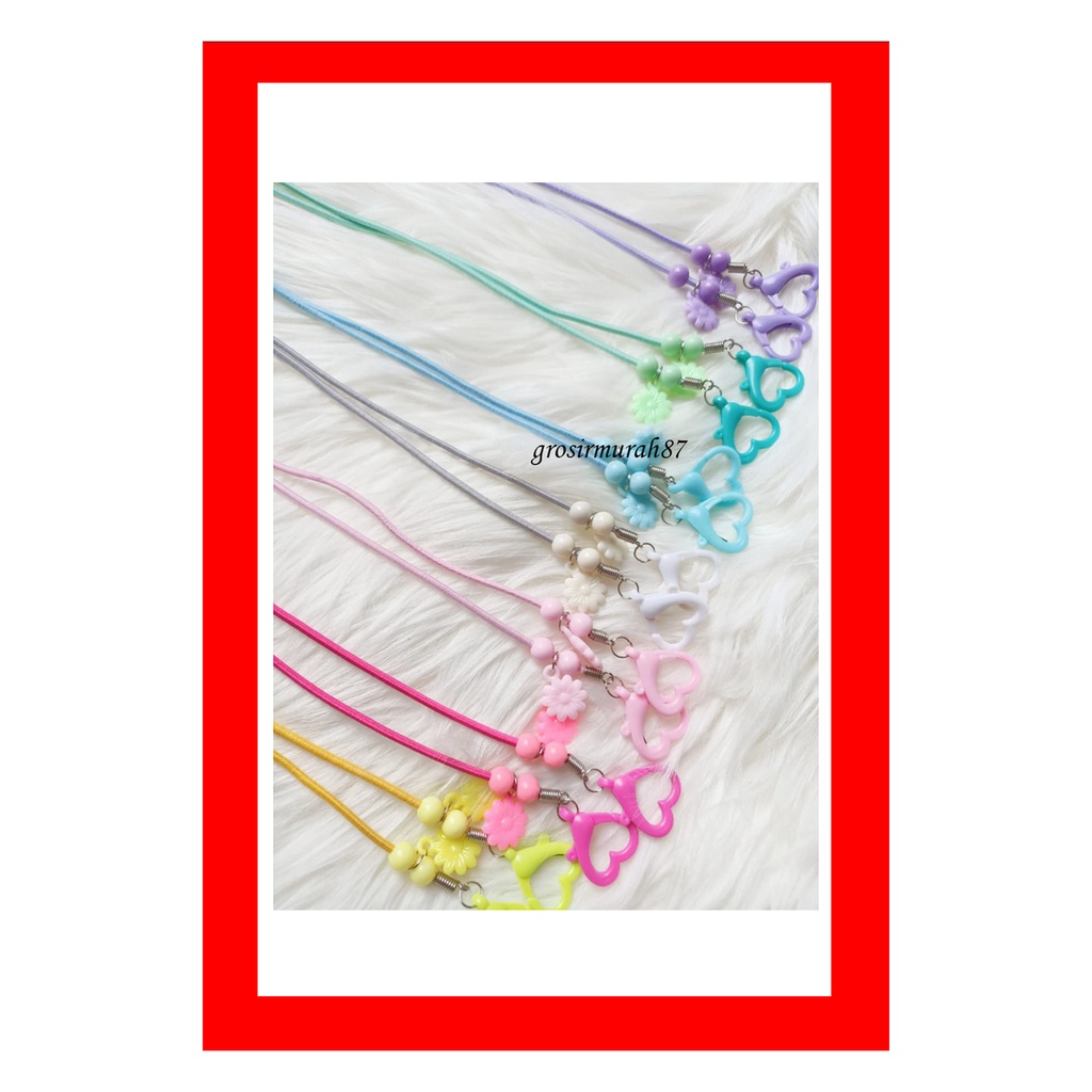 Kalung Tali masker 2 in 1 / Strap mask rantai korea / konektor masker hijab elastis model gantung anting bunga