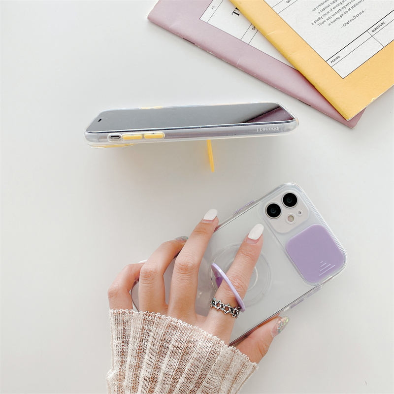 Transparent stand multifunctional case iphone 11 pro max 12/13 pro max Xs max XR 7plus/8plus lens protection fully enclosed shockproof case