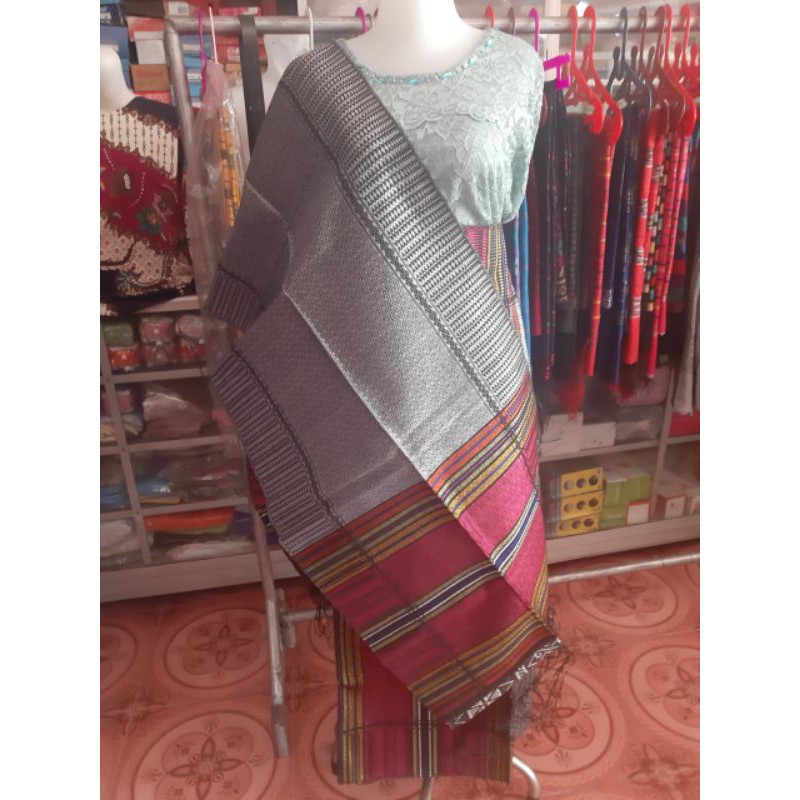 SONGKET ICCOR MOROR TENUN TANGAN TARUTUNG WARNA SILVER PINK