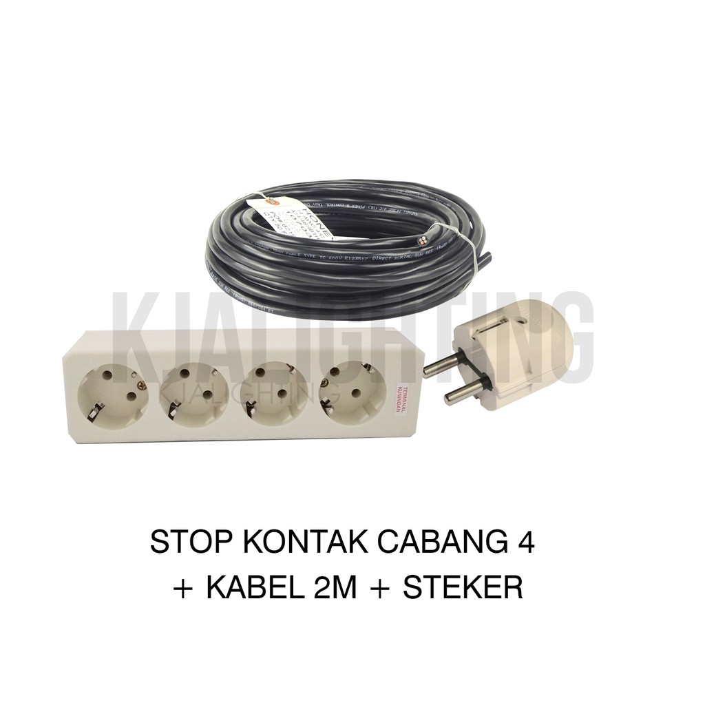 STOP KONTAK CABANG 4 + KABEL 2M + STEKER BUNDLE