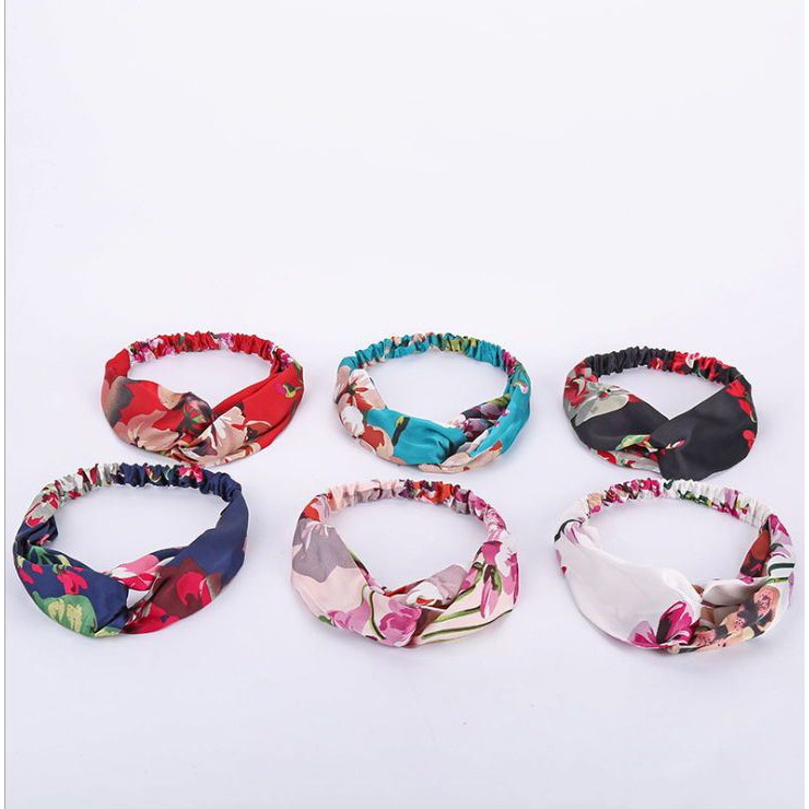 Bandana wanita korea /motif bunga/ bandana kain/ bandana karet/bandana rambut