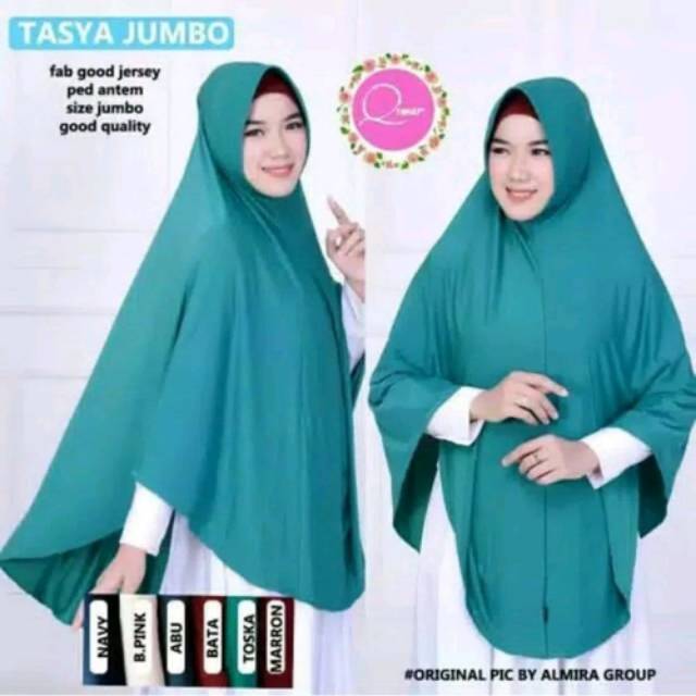 Khimar tasya jumbo , Bahan jersey super , ped antem , UK 90x110