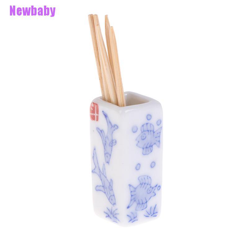 (Newbaby) Mainan Miniatur Sumpit + Tabung + Sendok + Garpu Skala 1: 12 Untuk Dekorasi Rumah Boneka