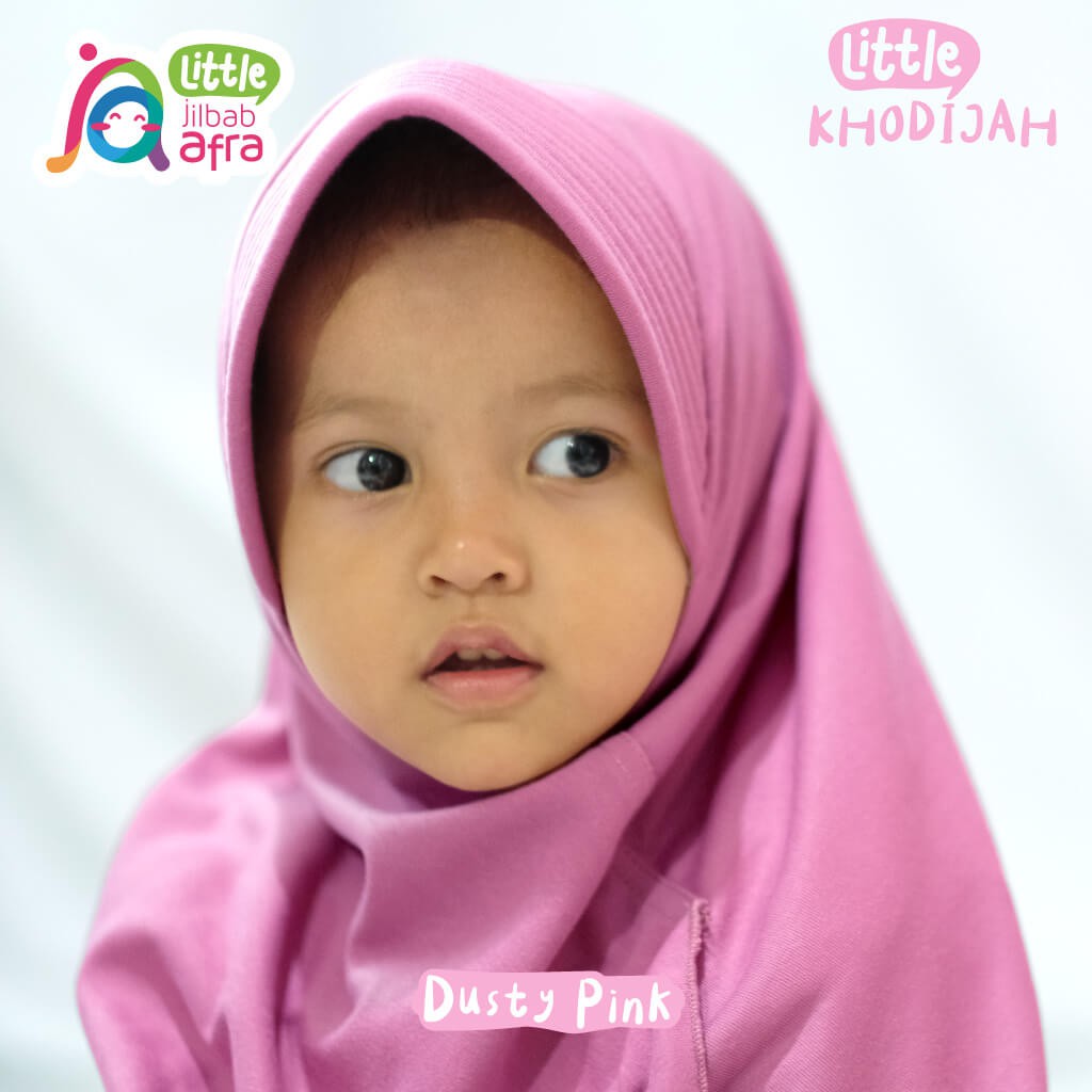 Jilbab Instan Anak Little Khodijah Dusty Pink - Little Jilbab Afra - Bahan Kaos, Adem &amp; Lembut