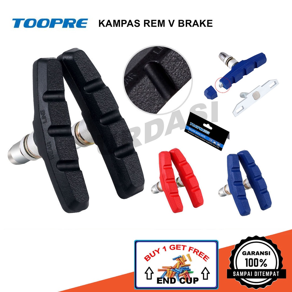 Kampas Rem Brake Pad Karet V Brake Shimano Shoe Sepeda Lipat Mtb Roadbike Kunci L Vbrake