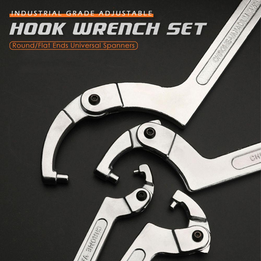 POPULAR Populer Adjustable Spanner Universal Set Reparasi Kunci Mur Multifungsi Pembukaan Besar Hand Tools Hook Wrenchs