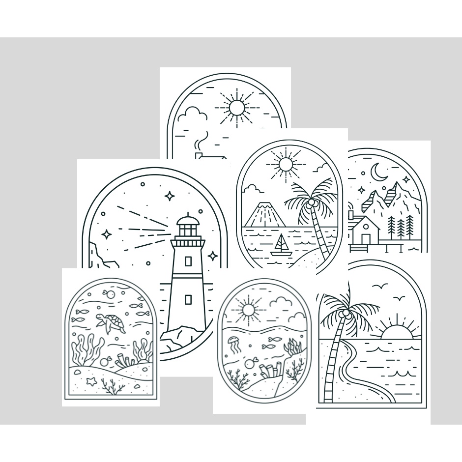 

COLORING BOOK PEMANDANGAN LAUT UNIK BENTUK OVAL ISI 7 LEMBAR.