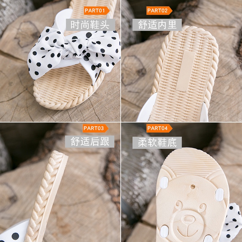 [M.TOYS]Sandal Flat Slip On Jepit Rotan Karet Anti Licin Pita Polkadot Wanita Import Terbaru - 261