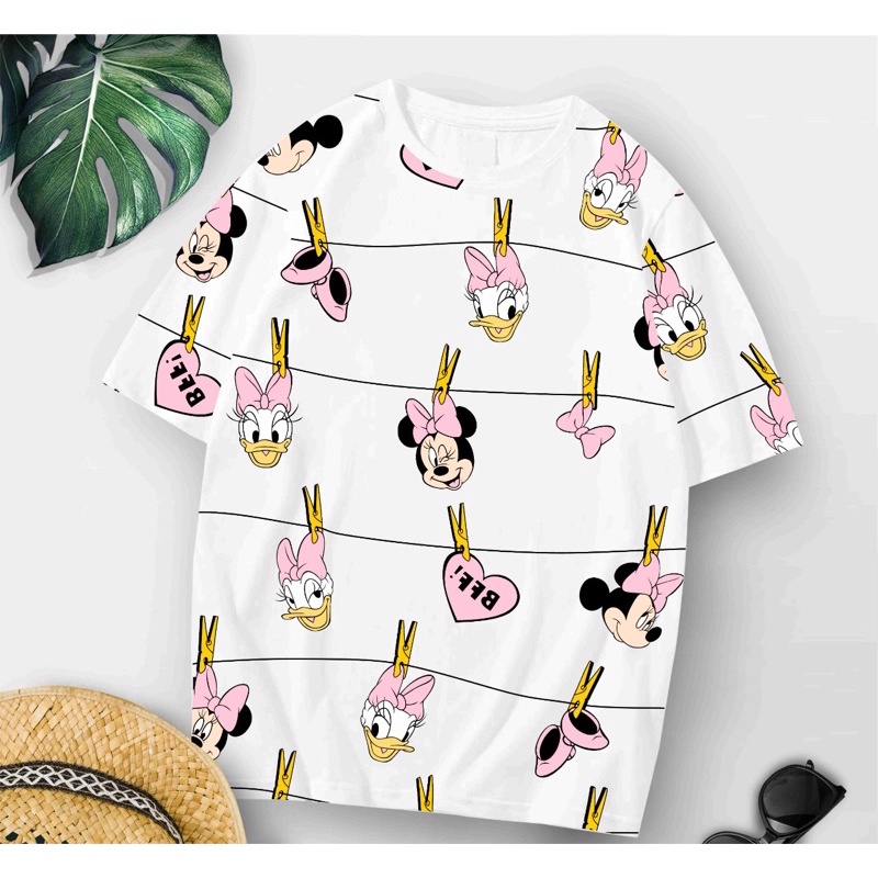 Baju kaos oversize xl tee tshirt cewe wanita dewasa remaja abg motif terbaru-Minnie daisy white