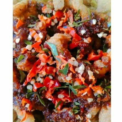 

usus crispy extra pedass dowerrr daun jeruk