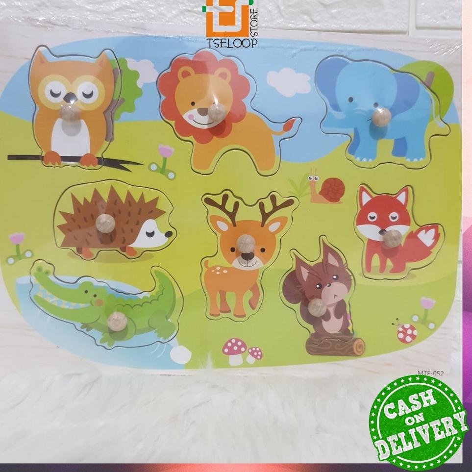 

[SKU PRODUK : RWMBV] OFM-M67-68 Mainan Edukasi Anak Puzzle Kayu Knob Background Bergambar | Wooden T