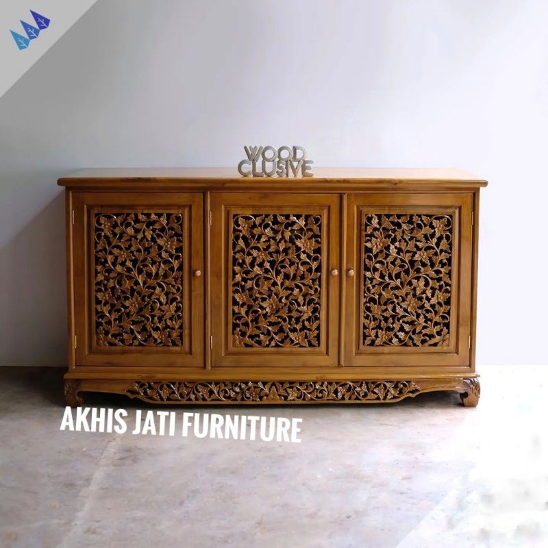 Meja Tv ukiran palembang kayu jati solid