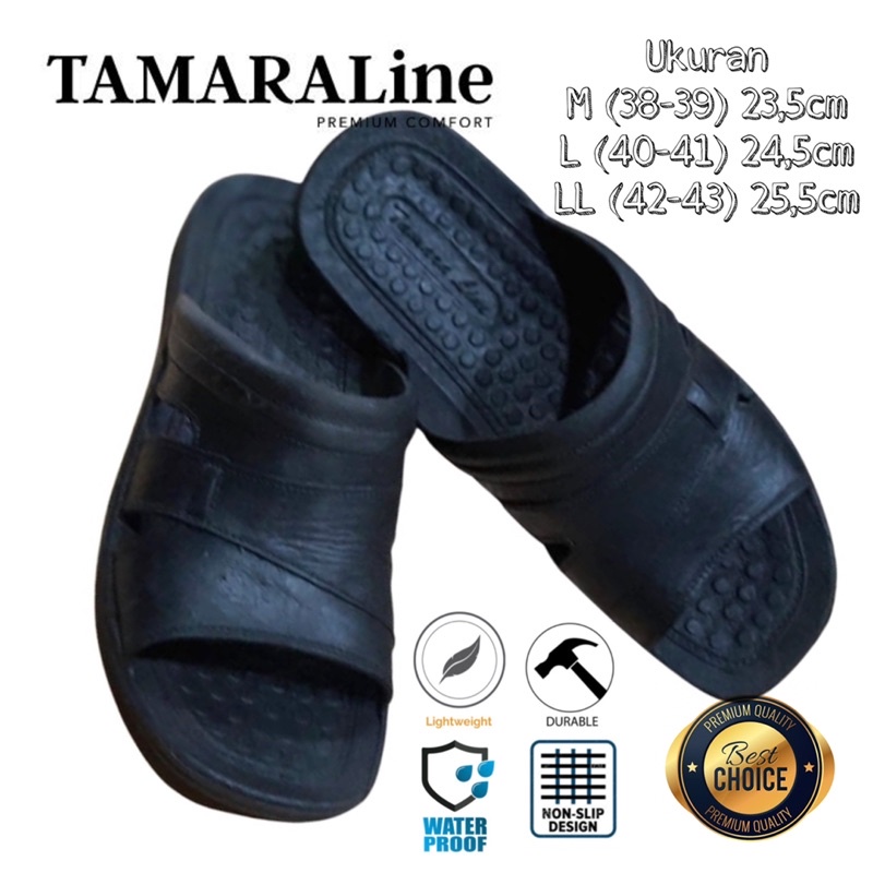 Sandal Selop Slide Slip on Karet Pria Dewasa / Remaja - TAMARALINE 132 / Bahan Premium Lentur Empuk Ringan Kuat Anti Slip Anti Air Model Sandal Casual Santai Rumah Hotel Outdoor Kamar Mandi Murah Original