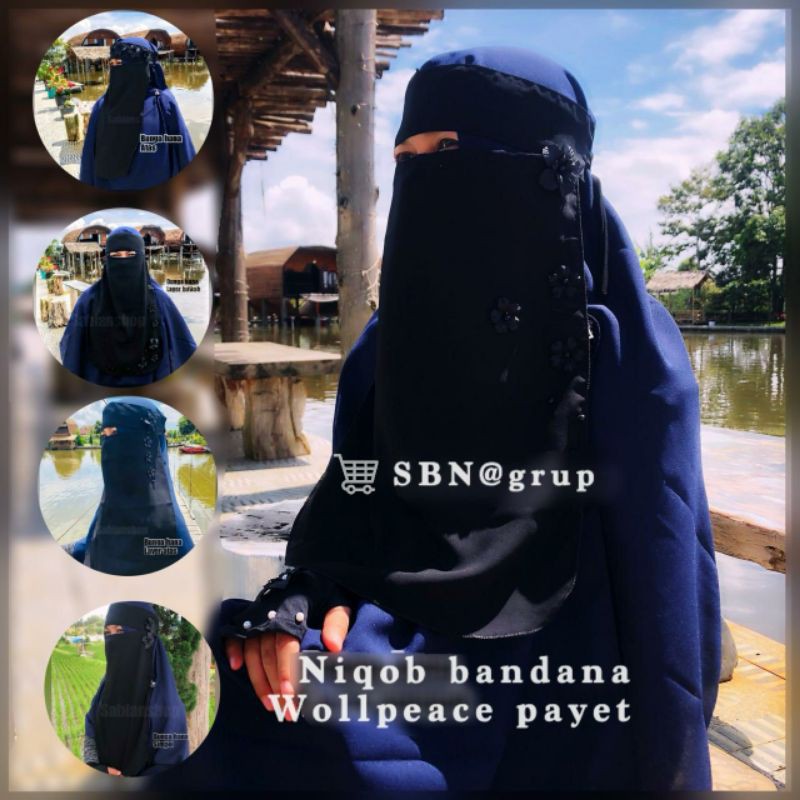 cadar bandana motip payet / cadar bandana manik manik bunga hana