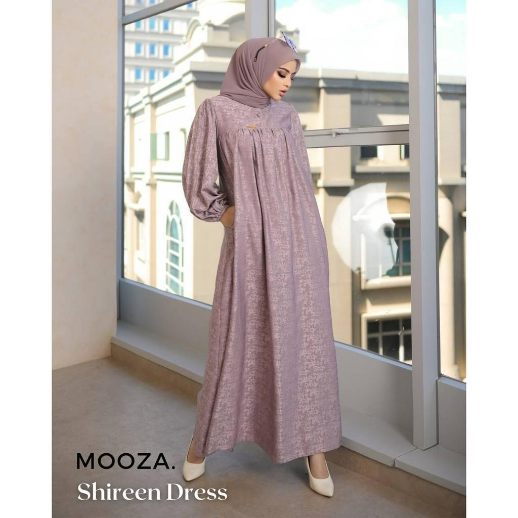 Shireen Dress - Dress Korean Style - Dress Kondangan - Jaguar Katun Import Gamis Lebaran Badan Rempel Kancing Depan Lengan Karet