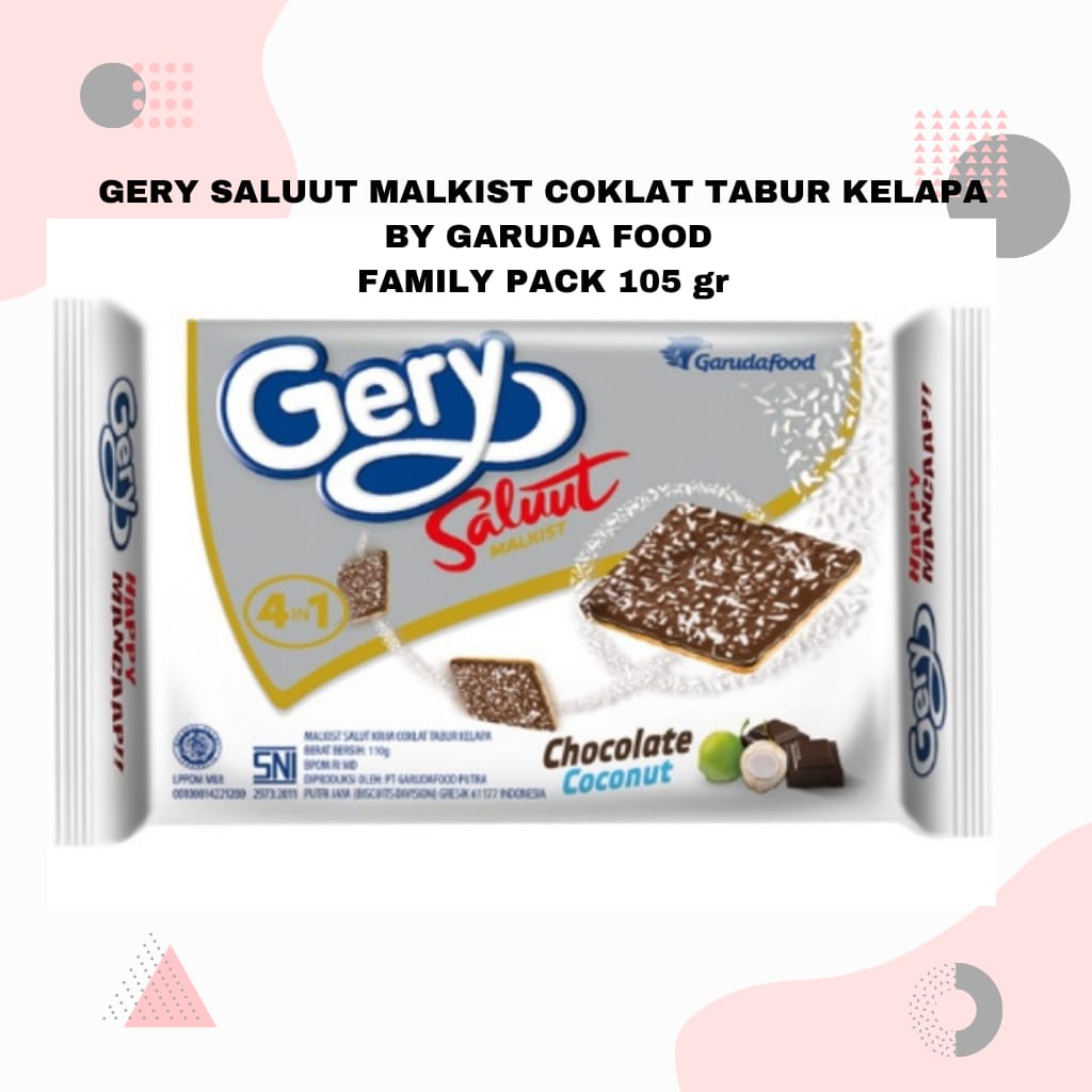 

gery malkist saluut coklat tabur kelapa 110 gr family pack / Gerry Malkist coklat tabur kelapa jumbo