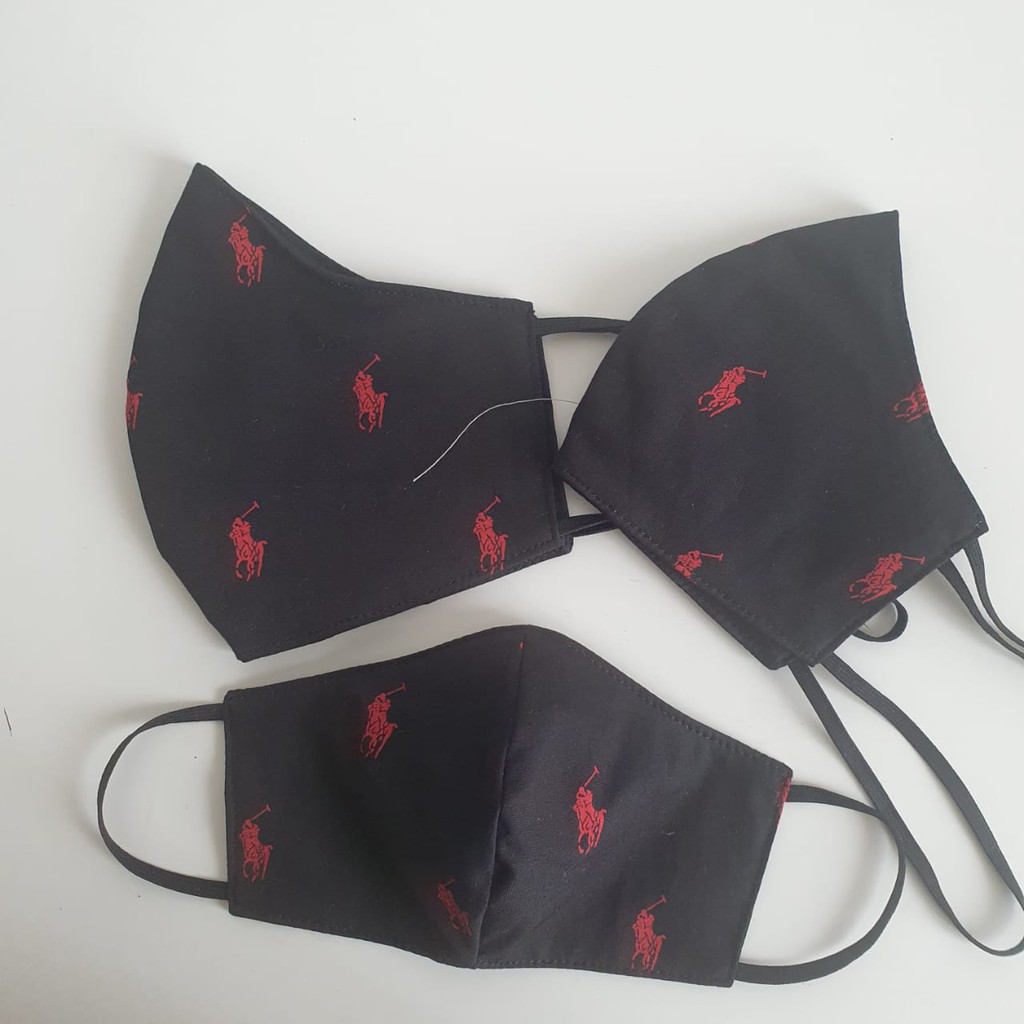 MASKER DUCKBILL COUPLE KELUARGA 3 LAPIS. BIG SIZE/ DEWASA/ ANAK/ BATITA. Motif Polo Hitam