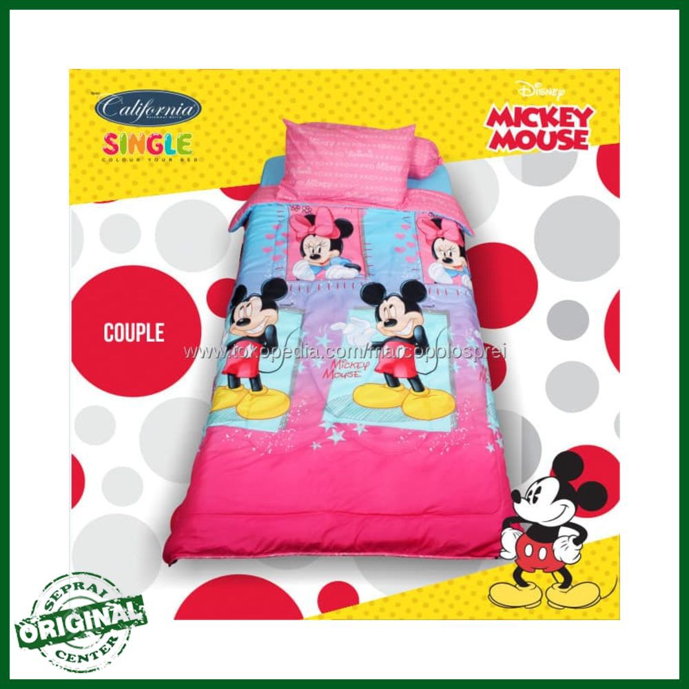 SEPRAI CALIFORNIA / SPREI CALIFORNIA DISNEY MICKEY MOUSE COUPLE No.4 SINGLE 100 SEPRAI BED