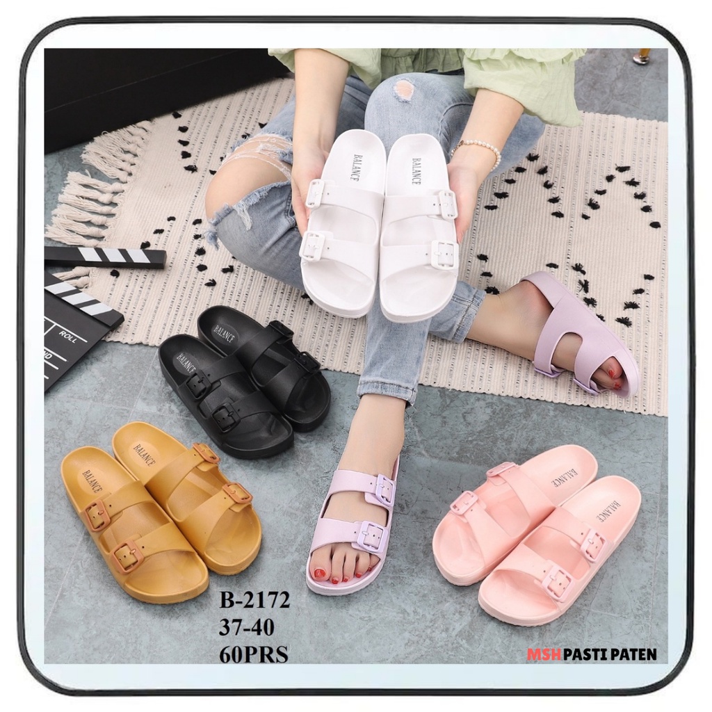 Sandal Jelly Selop Wanita Tali Gesper Dua Impor Balance Ori