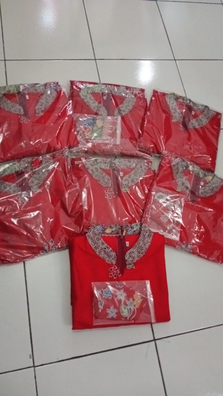 (bisa Cod) Tunik Batik Irma Motif  Bunga Sepatu Merah