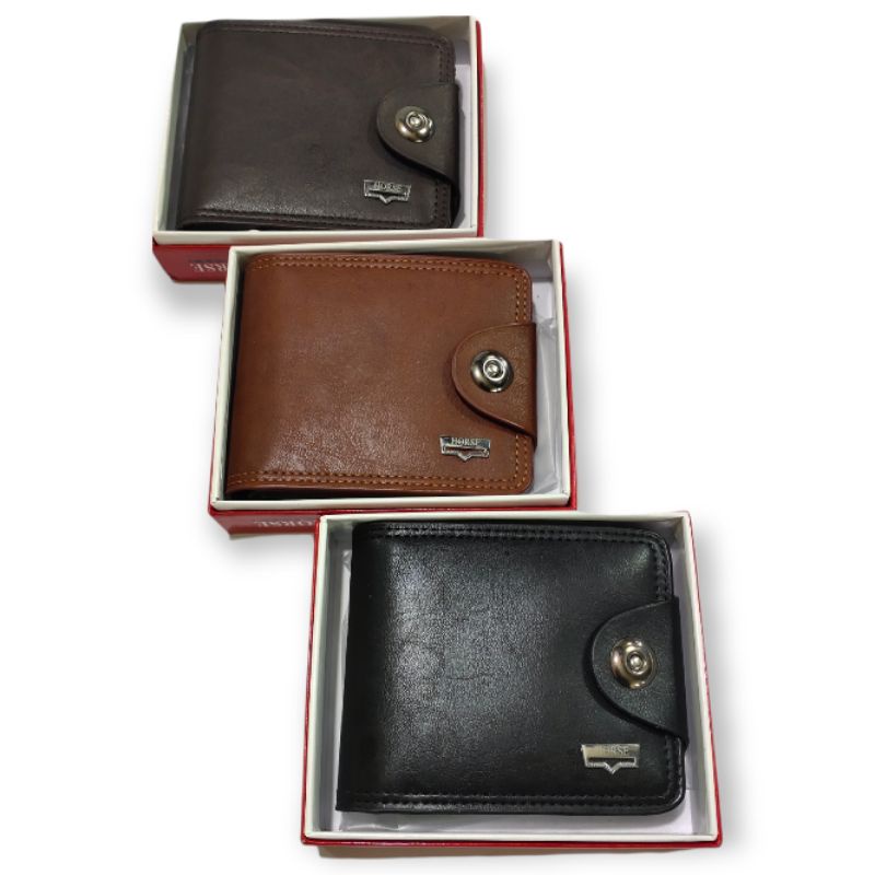 Dompet Pria Kancing Horse M-12 BESAR || Dompet Lipat Kartu Kancing Magnit