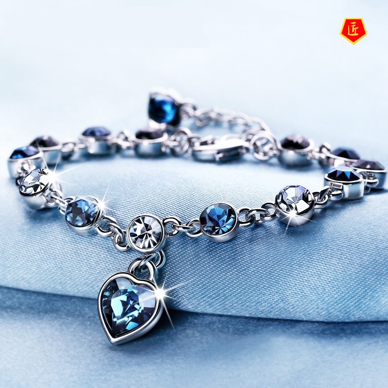 [Ready Stock]Fashion Crystal Retro Romantic Heart Bracelet