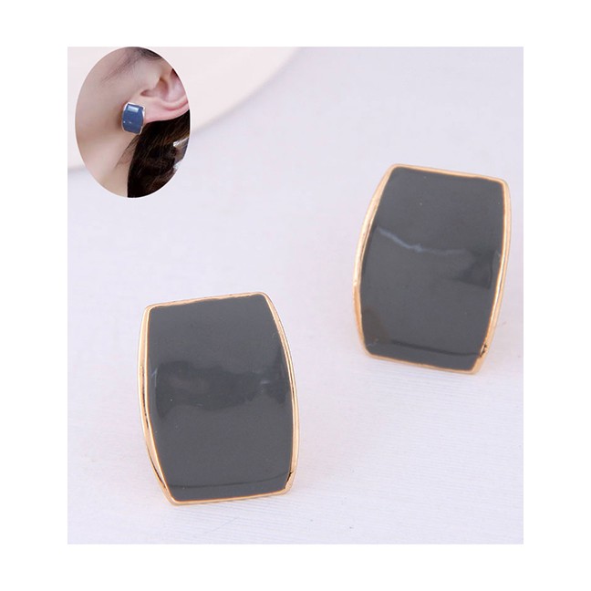 LRC Anting Tusuk Fashion Gray Glaze Ear Studs A58014