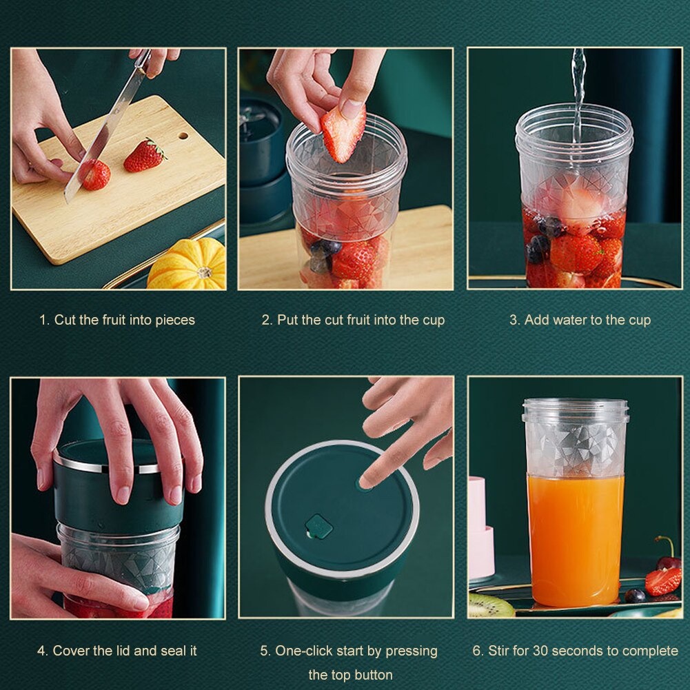 Bisa COD Blender Mixer Buah Portable Mini Juicer Cup USB Rechargeable 400ML - Alloet BG-G01