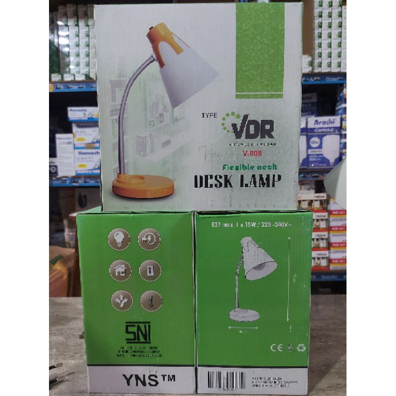 Lampu Meja/ Lampu Belajar/ Desk Lamp VDR V-008 PLC Leher Fleksibel + Saklar ON/OFF