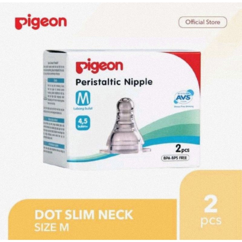 Pigeon Peristaltic Nipple Isi 2 Pcs - Dot Botol Susu Slim Neck