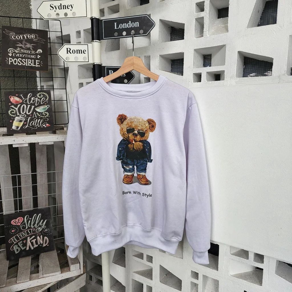 COD Sweater Born With Stile Sweatshirt Wanita Crewneck Oblong Korean