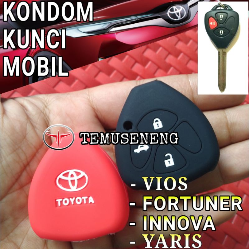 Kondom Kunci Mobil Sarung Cover Casing Remot Mobil Toyota Fortuner Innova Yaris Vios 3 Tombol