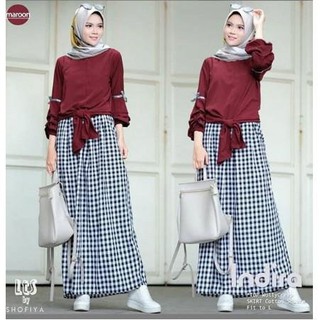 Baru Set Baju Gamis Long Dress Setelan Wanita Muslim Hijabers Kekinian Desain Modern Berkualitas