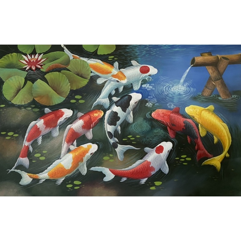 lukisan ikan koi ukuran 135 X 85