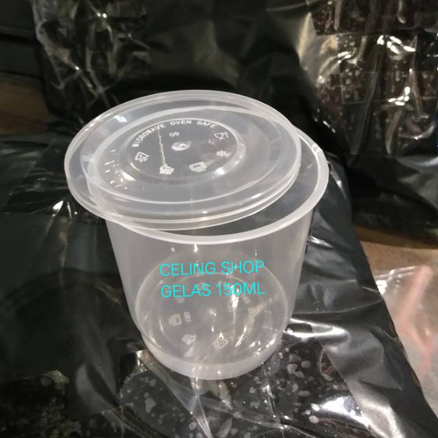 gelas cup plastik 150ml TEBAL agar puding thinwall bening sambal isi 25set