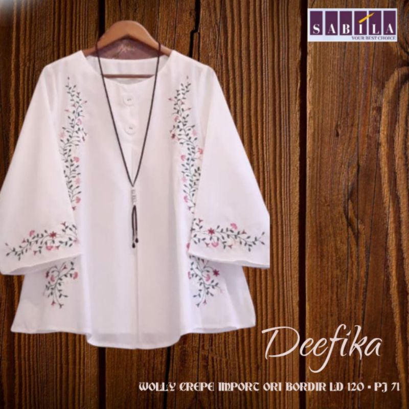 Blouse putih motif bordir bunga jumbo LD 120 XXL