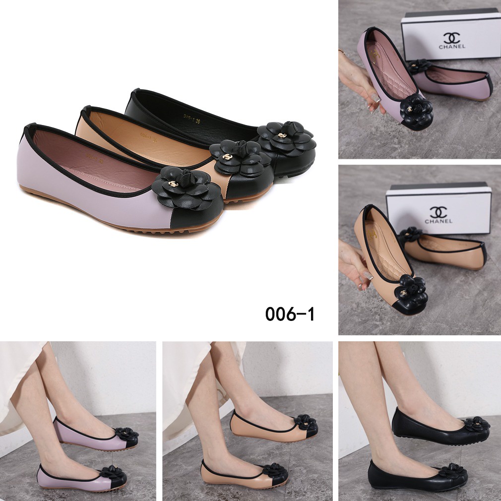 CH Leather Camellia Flat Shoes 006-1