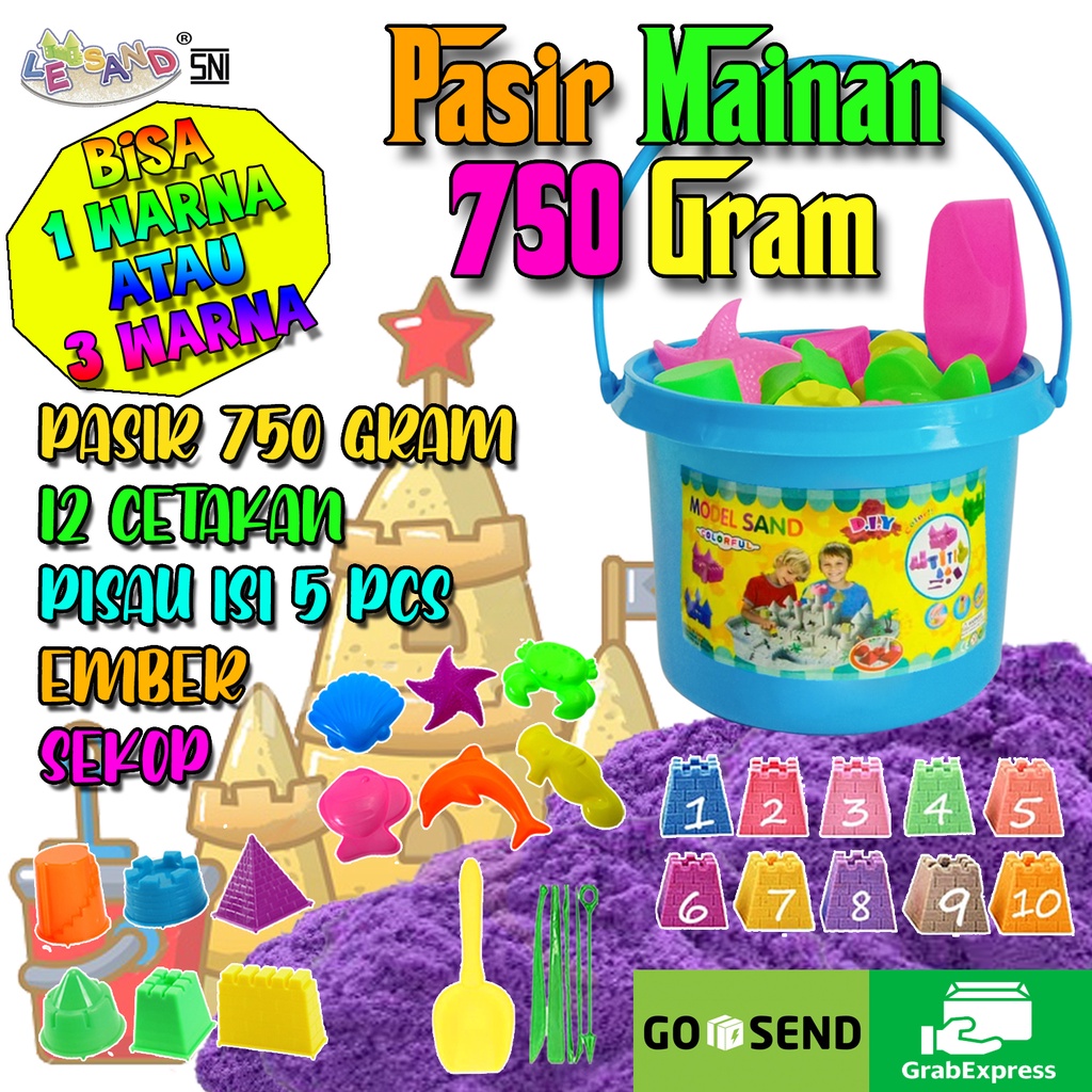 NEW Pasir Mainan Anak Ember 750 gram Set 12 Cetakan