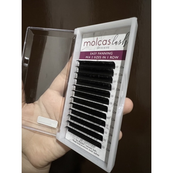 MOLCAS EASY FANNING MIX 2 SIZES IN 1 ROW 2 UKURAN DALAM 1 BARIS EYELASH EXTENSION BULUMATA SAMBUNG KOREA RUSSIAN/volume lash