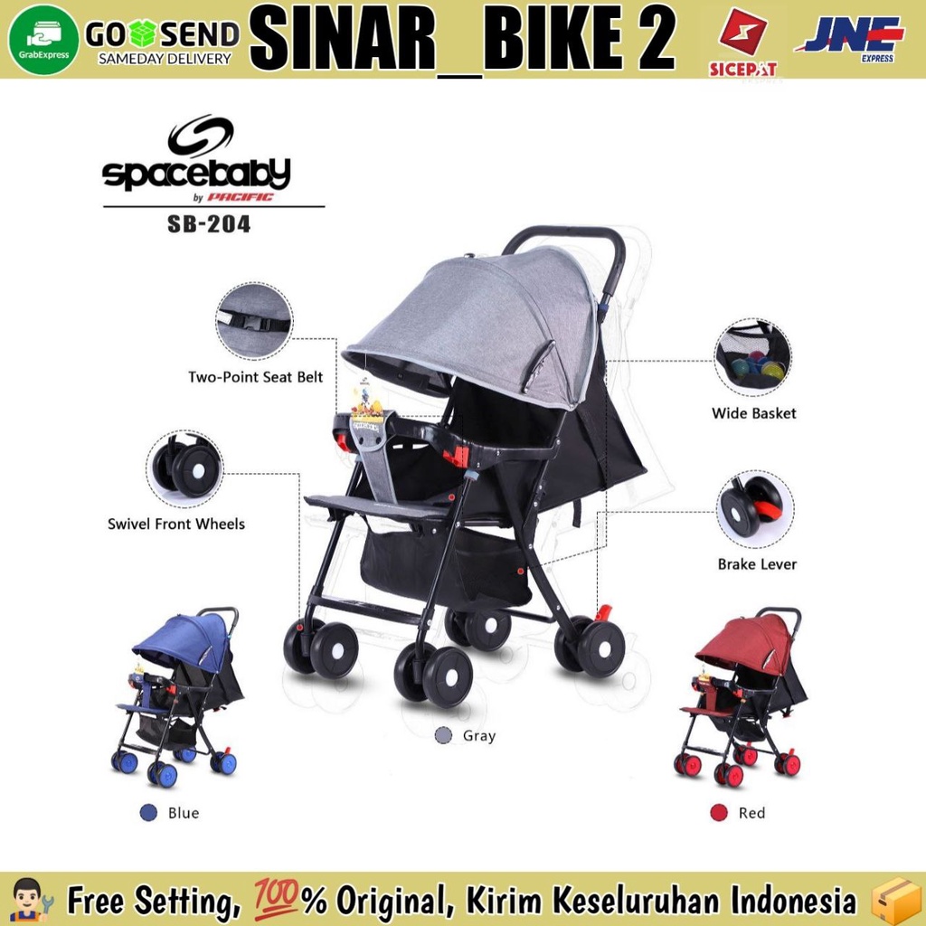 Baby Stroller SPACEBABY SB-214 Bisa Dua Arah &amp; SB-204 Kereta Dorong Anak Bayi Bisa Rebahan