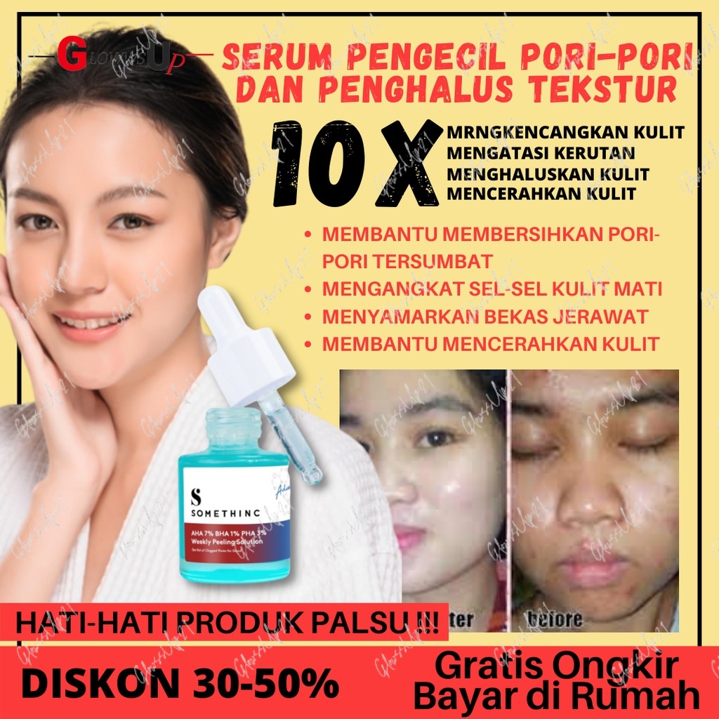 Serum Wajah Pengecil poripori Wajah SOMETHINC AHA 7%, BHA 1%, PHA 3% Weekly Peeling Solution - 20ml Perawatan Wajah